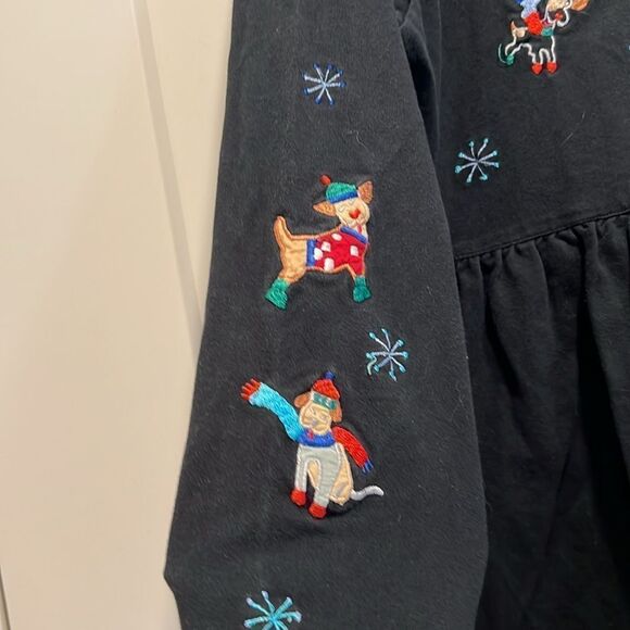 VTG Michael Simon Lite, Maxi Dress With Embroidered Holiday Christmas Do… - Picture 4 of 9